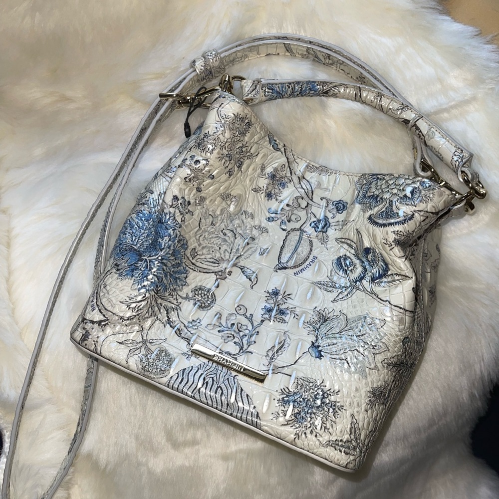 Brahmin ivory and blue floral